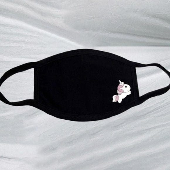 Paula Bean Jeans Accessories - Face mask Unicorn cartoon Black cotton